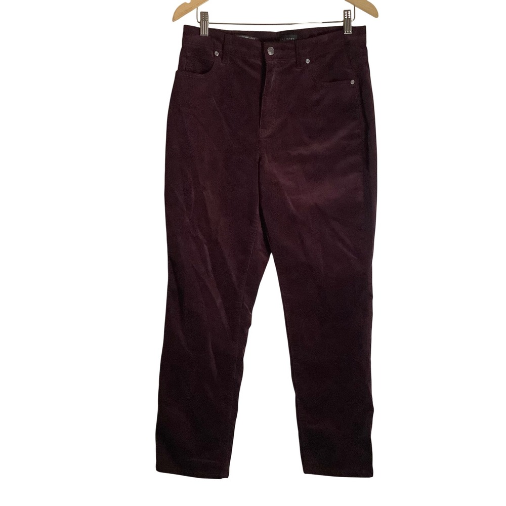 Talbots Burgundy Corduroy Straight Leg Pants Curvy Fit Petite 10P Wine Red